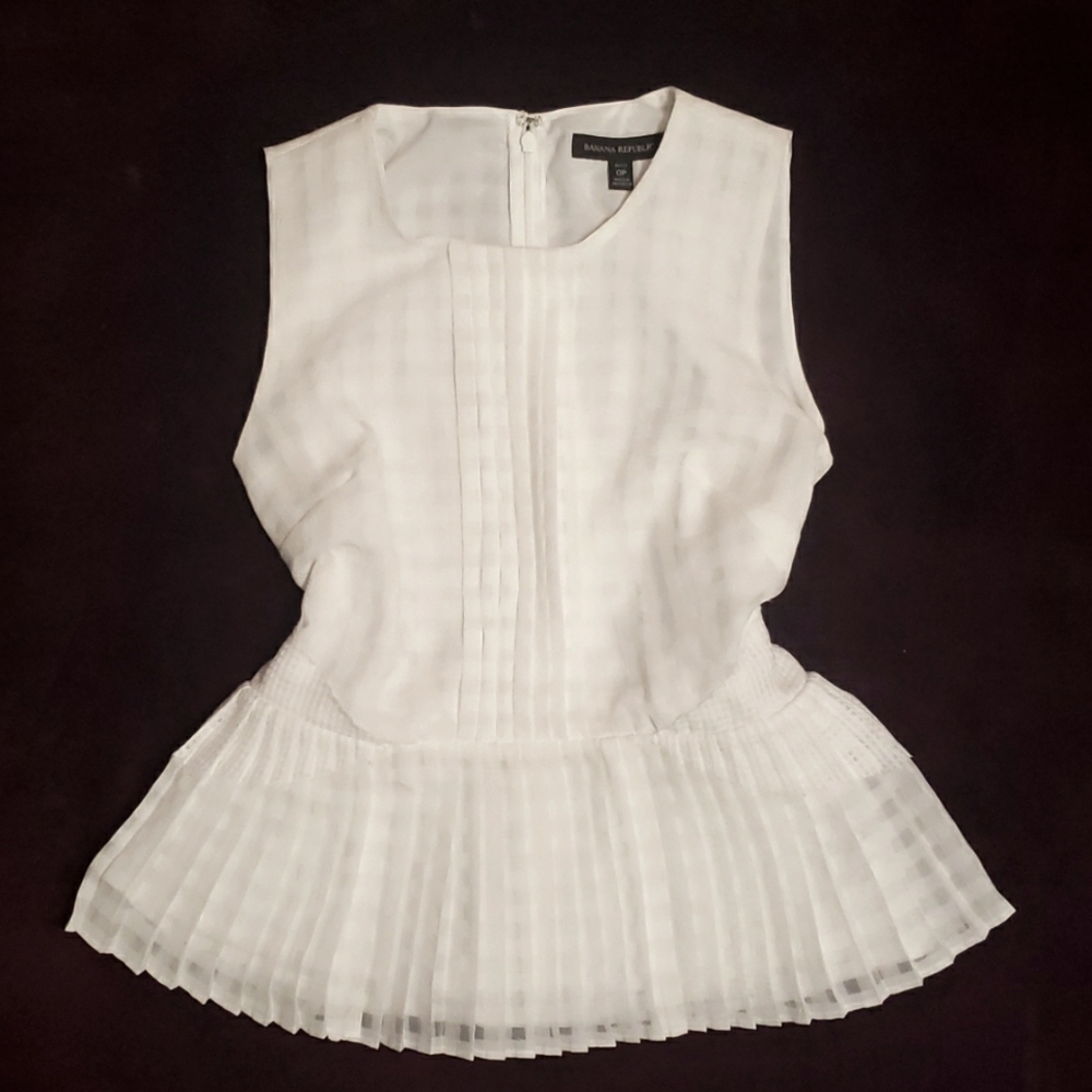 🔴 Banana Republic White Peplum Sheer Tank Blouse 🔴